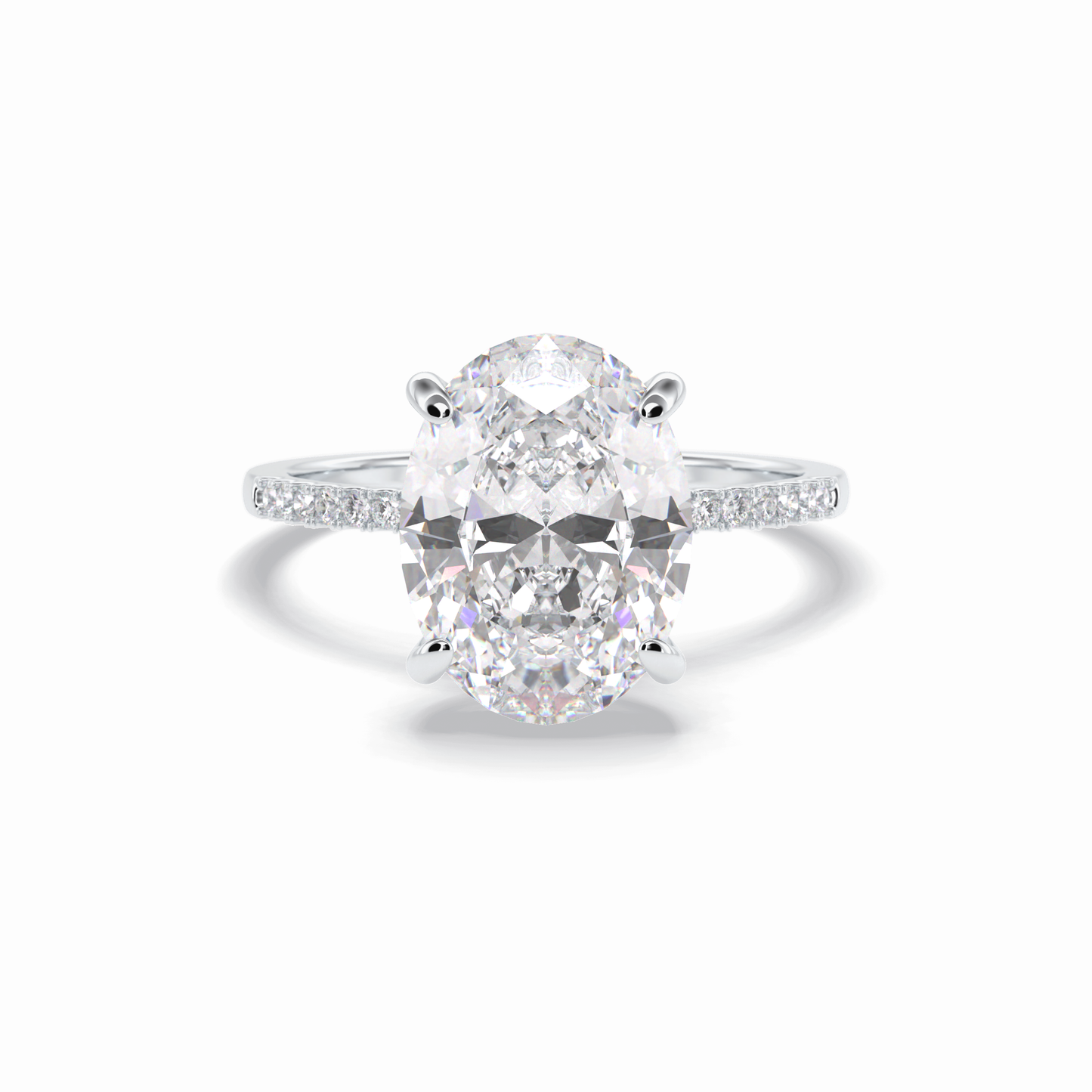 Oval Cut Hidden Halo & Pave Lab Grown Diamond Engagement Ring