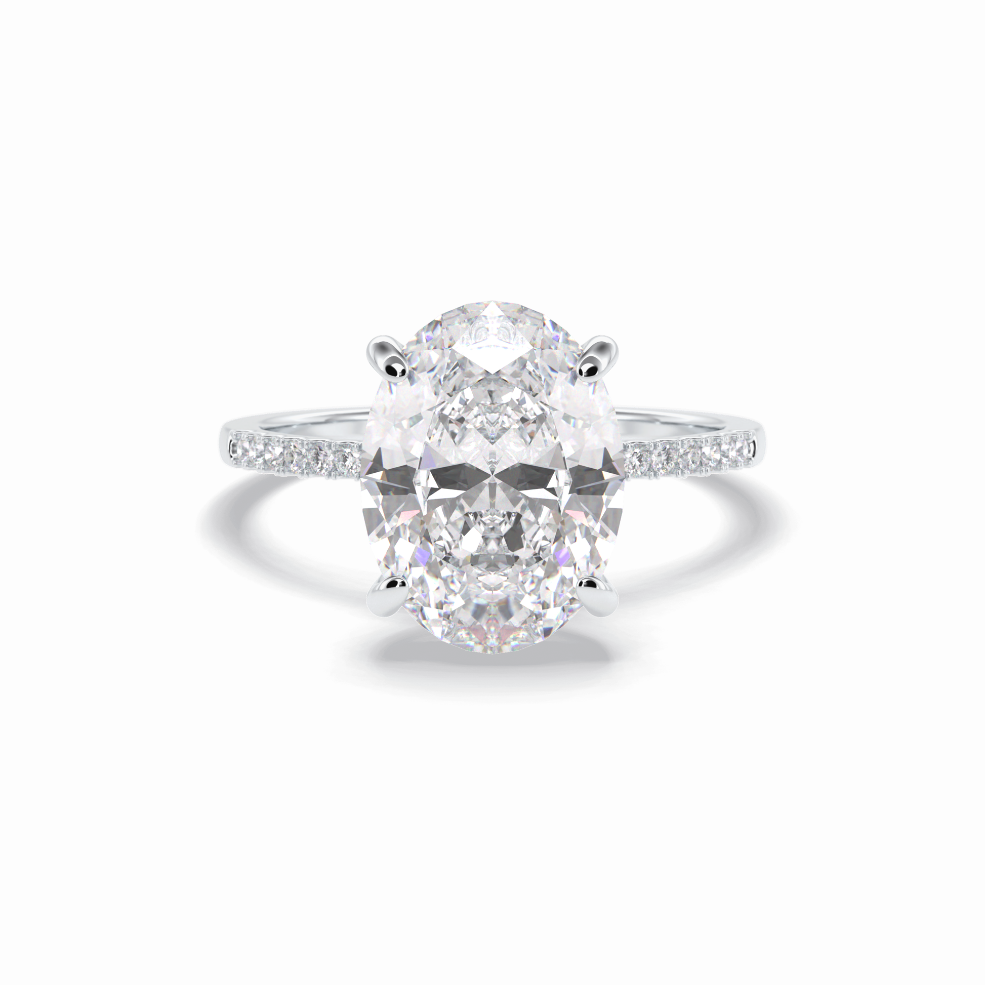 Oval Cut Hidden Halo & Pave Lab Grown Diamond Engagement Ring