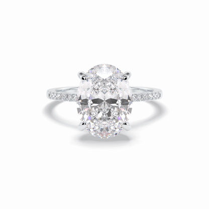 Oval Cut Hidden Halo & Pave Lab Grown Diamond Engagement Ring