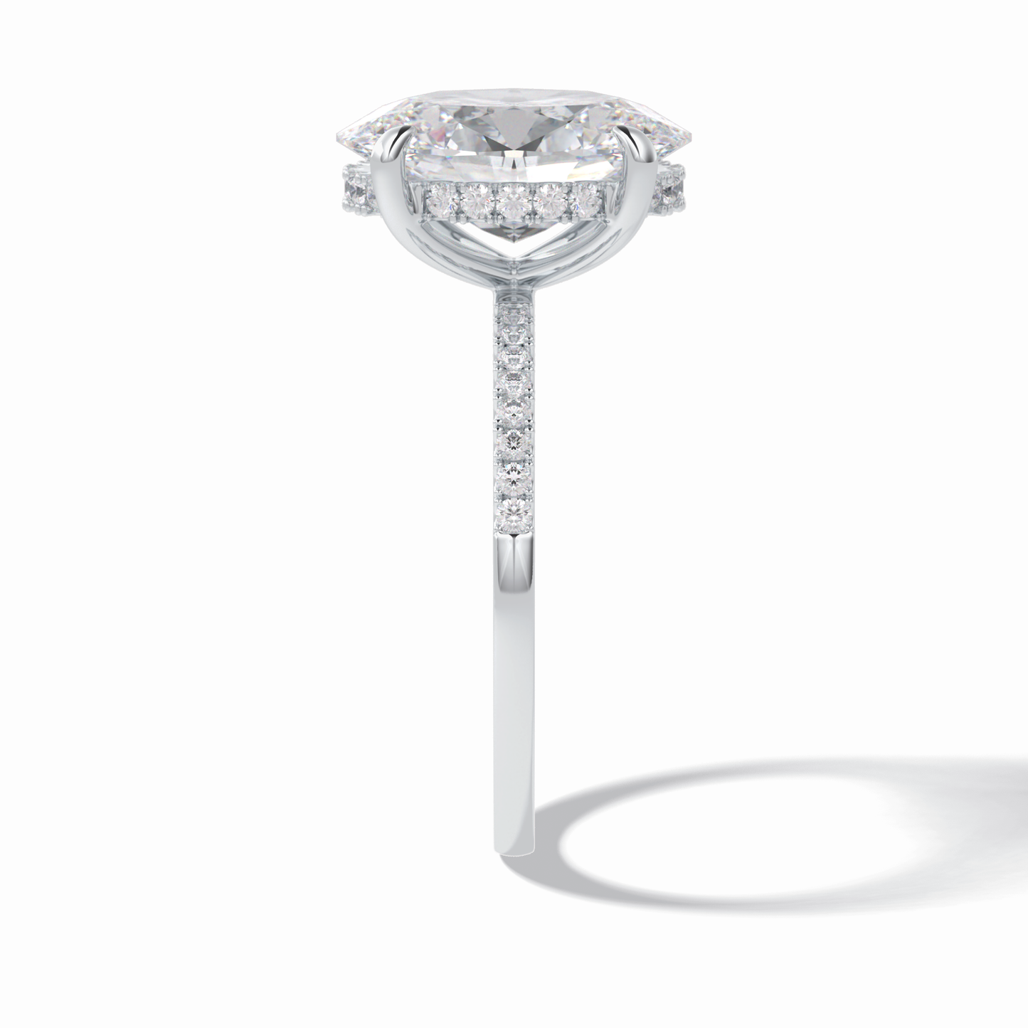 Oval Cut Hidden Halo & Pave Lab Grown Diamond Engagement Ring