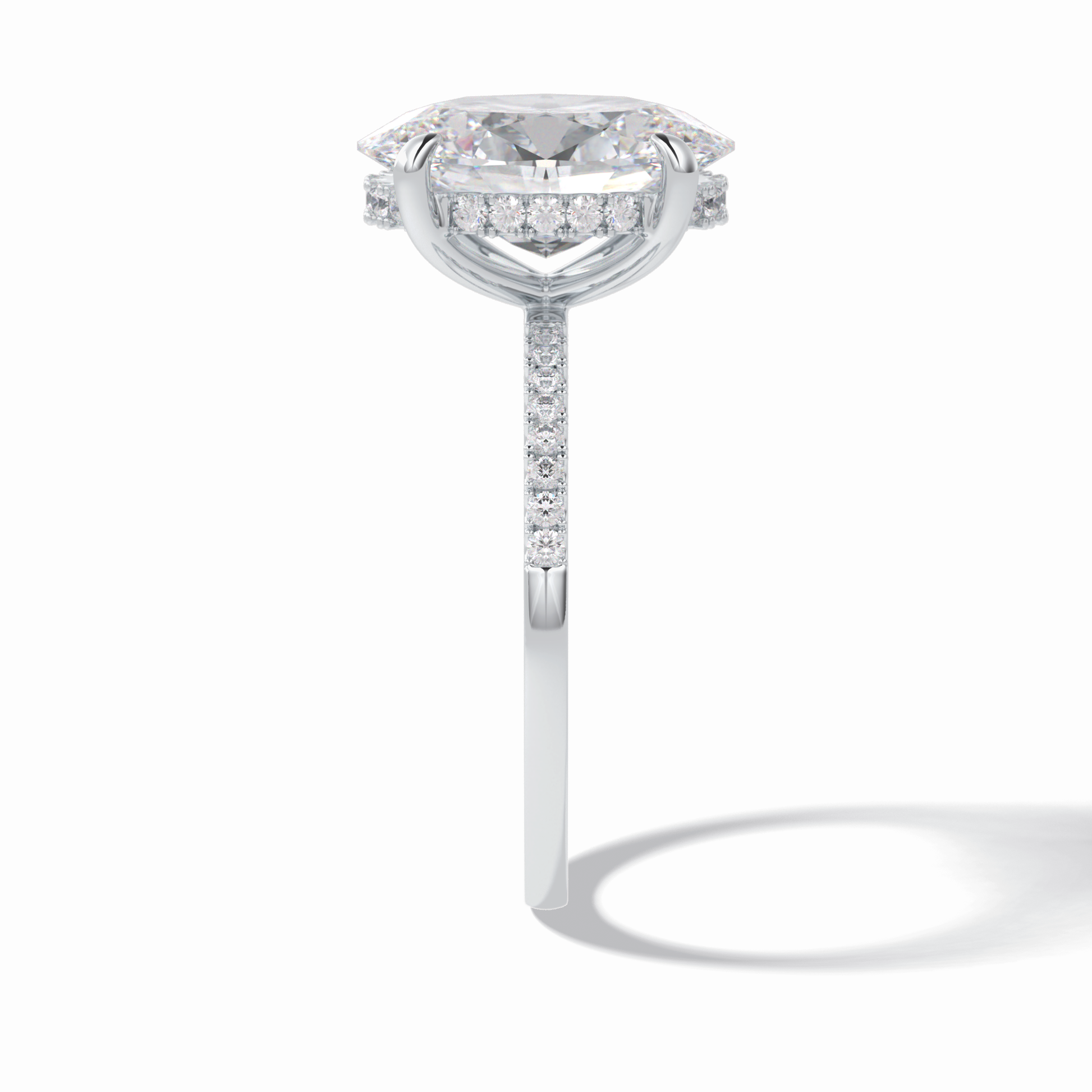 Oval Cut Hidden Halo & Pave Lab Grown Diamond Engagement Ring