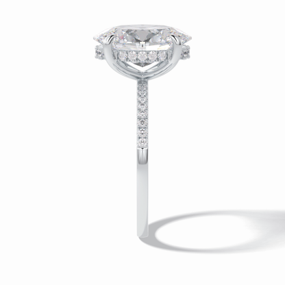 Oval Cut Hidden Halo & Pave Lab Grown Diamond Engagement Ring
