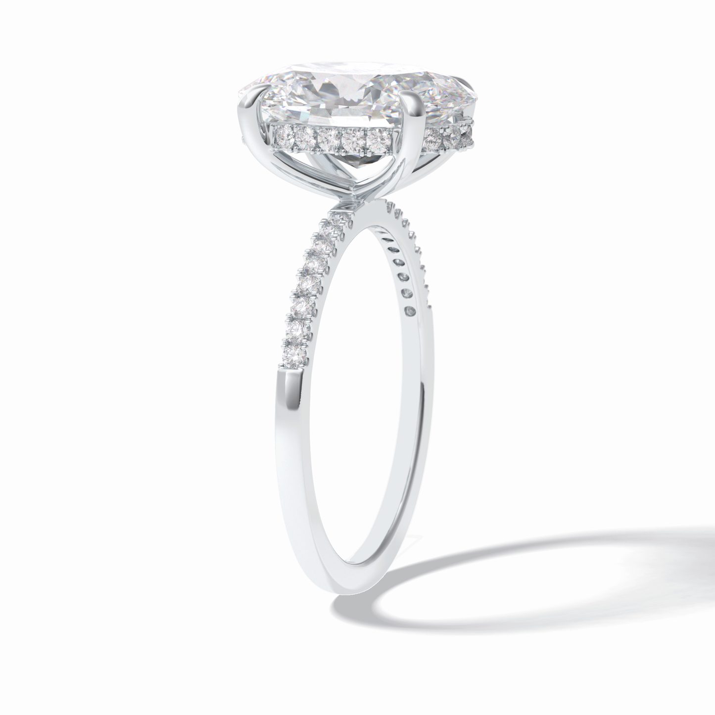 Oval Cut Hidden Halo & Pave Lab Grown Diamond Engagement Ring