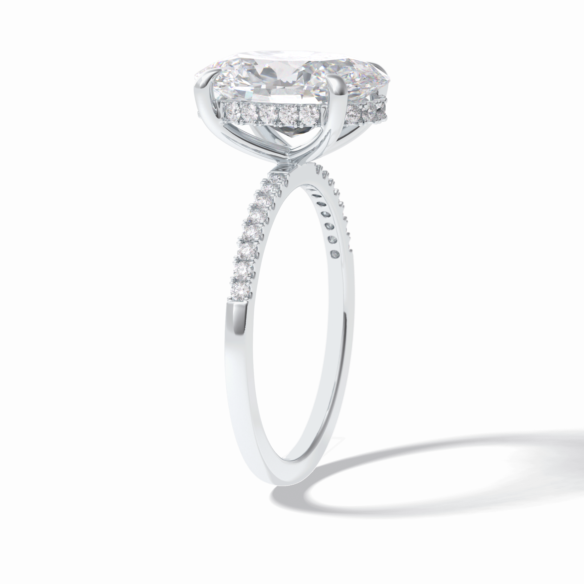 Oval Cut Hidden Halo & Pave Lab Grown Diamond Engagement Ring