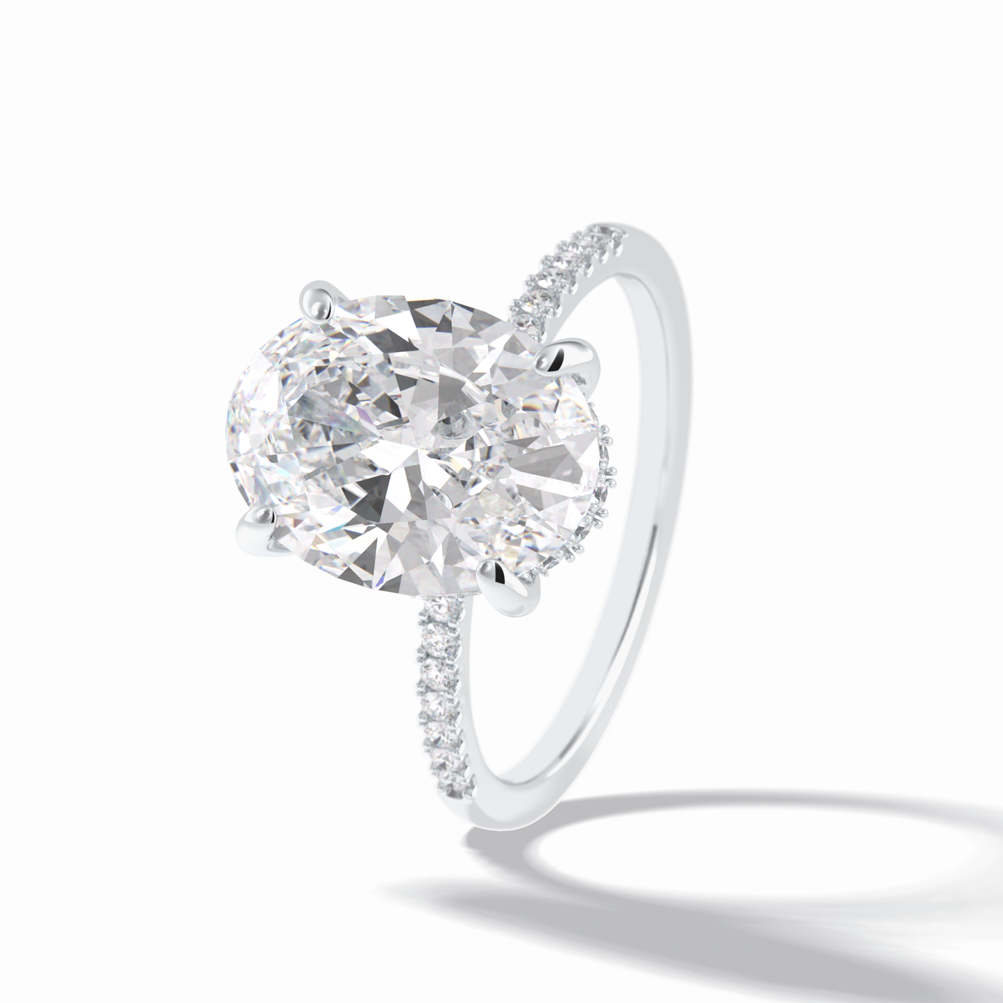 Oval Cut Hidden Halo & Pave Lab Grown Diamond Engagement Ring