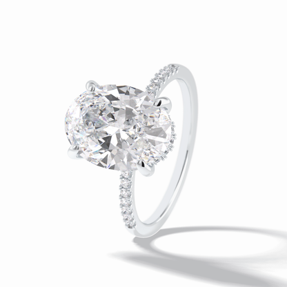 Oval Cut Hidden Halo & Pave Lab Grown Diamond Engagement Ring
