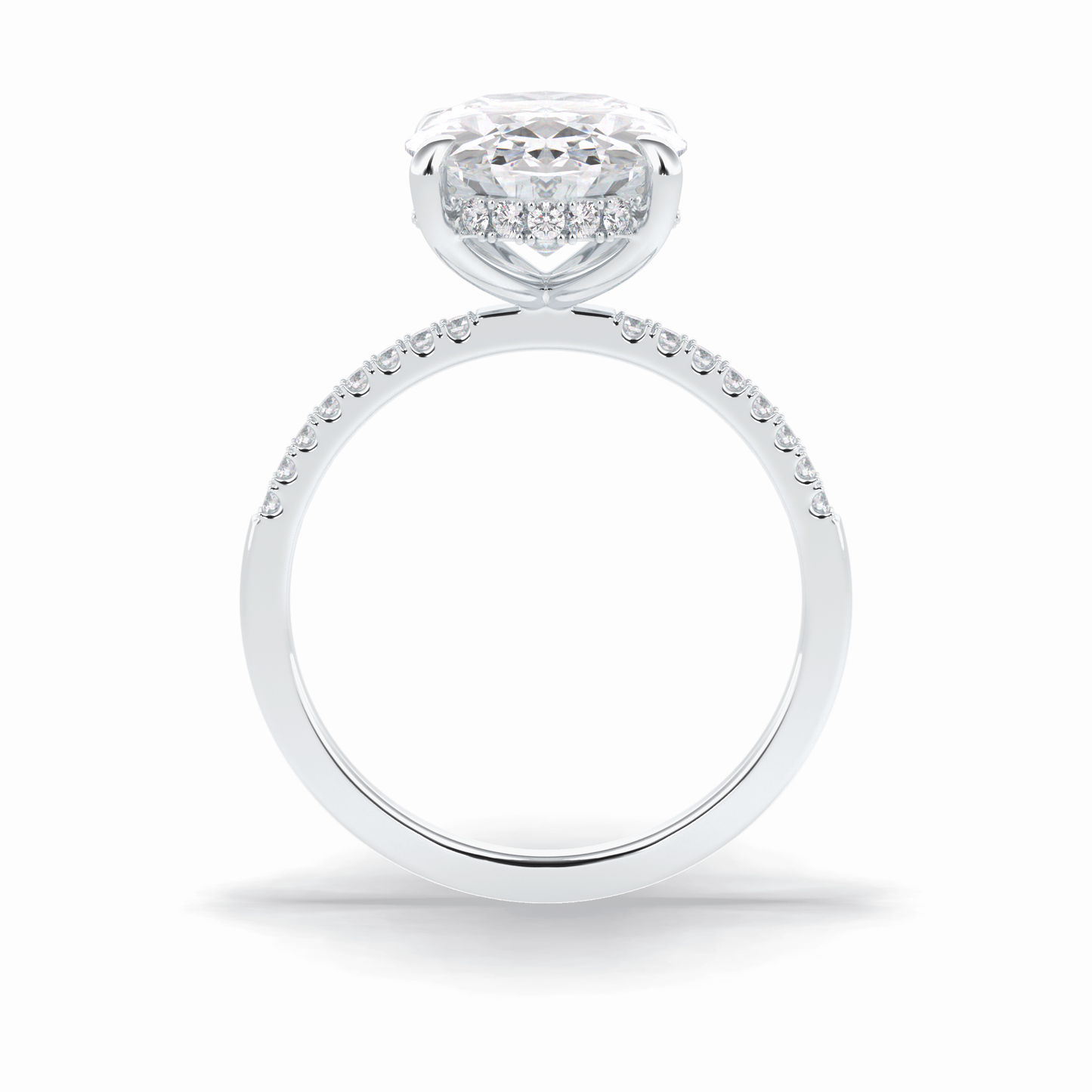 Oval Cut Hidden Halo & Pave Lab Grown Diamond Engagement Ring
