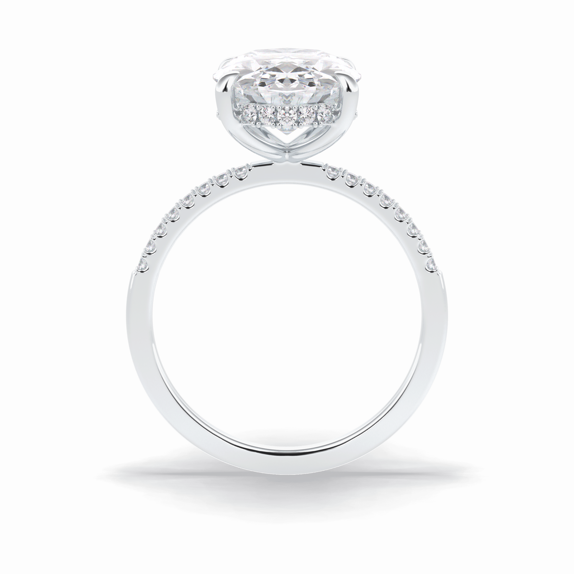Oval Cut Hidden Halo & Pave Lab Grown Diamond Engagement Ring