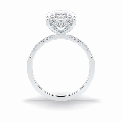 Oval Cut Hidden Halo & Pave Lab Grown Diamond Engagement Ring
