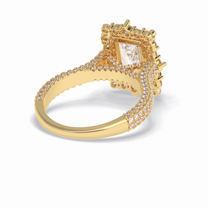 Emerald Cut Halo & Pave Lab Grown Diamond Engagement Ring