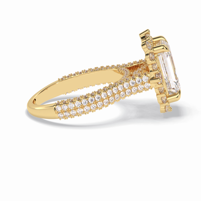 Emerald Cut Halo & Pave Lab Grown Diamond Engagement Ring