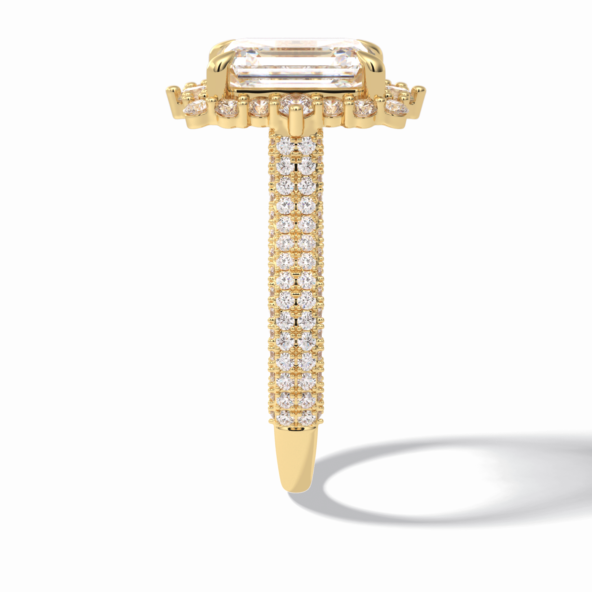 Emerald Cut Halo & Pave Lab Grown Diamond Engagement Ring