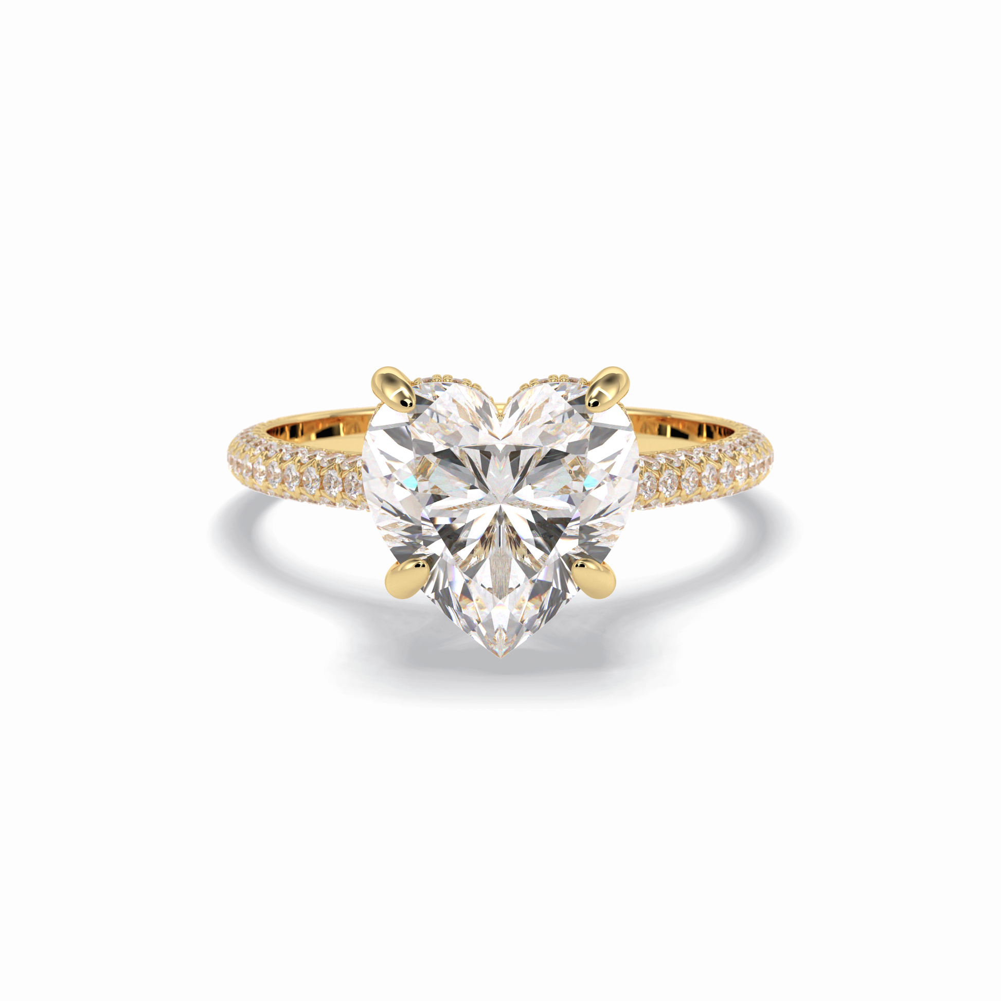 Heart Cut Hidden Halo & Pave Lab Grown Diamond Engagement Ring
