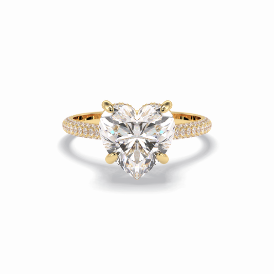 Heart Cut Hidden Halo & Pave Lab Grown Diamond Engagement Ring
