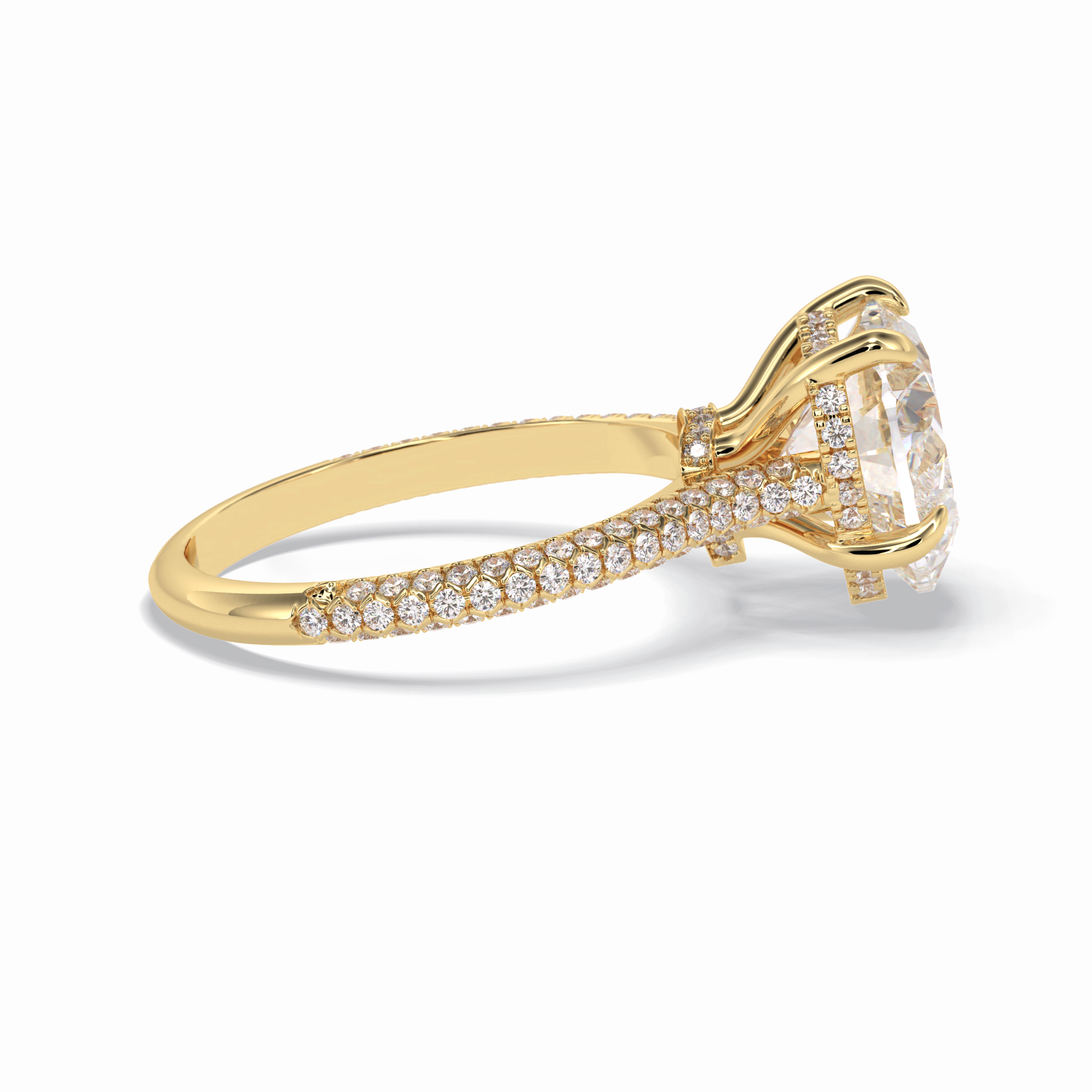 Heart Cut Hidden Halo & Pave Lab Grown Diamond Engagement Ring