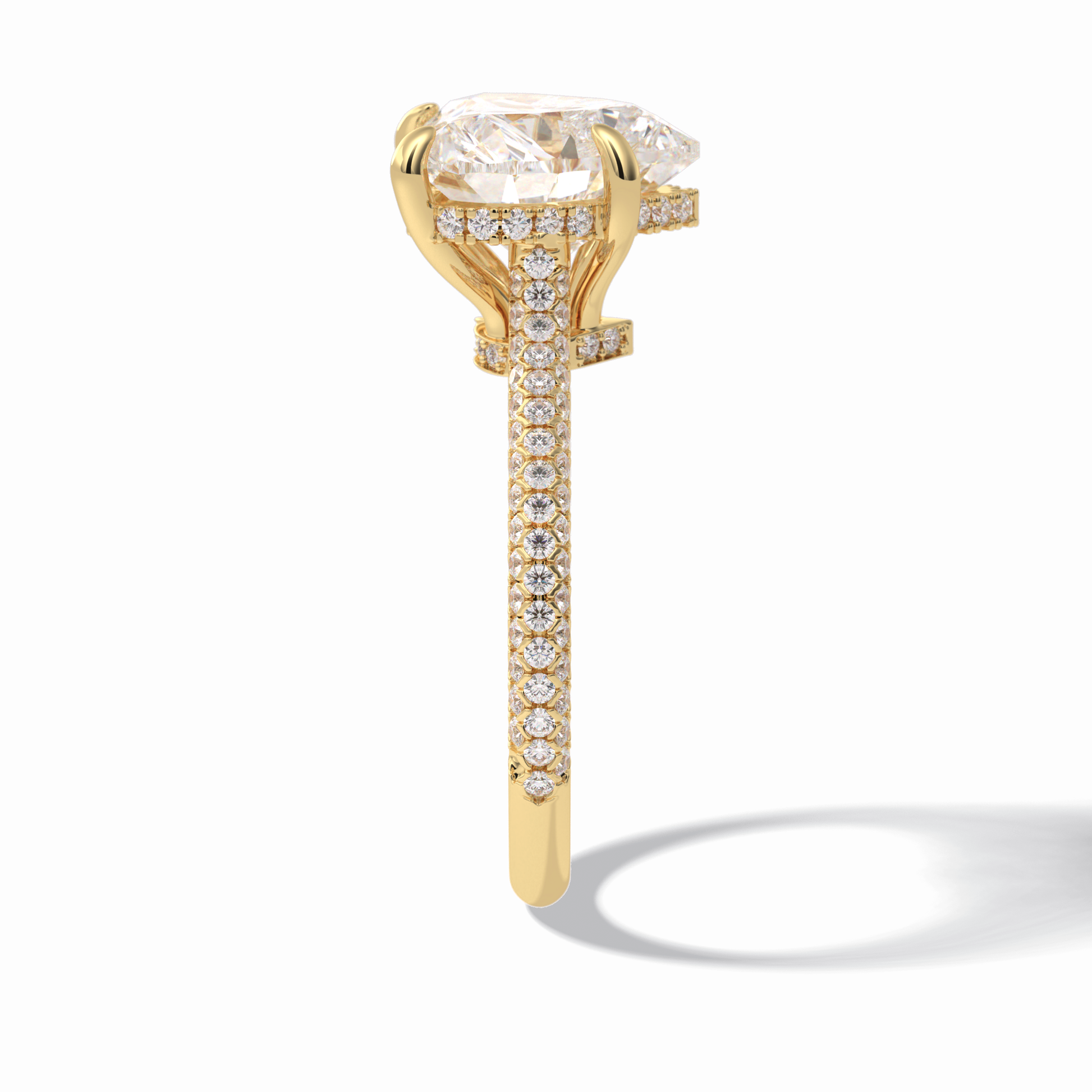 Heart Cut Hidden Halo & Pave Lab Grown Diamond Engagement Ring
