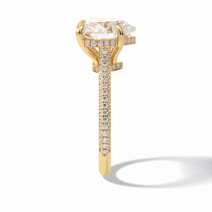 Heart Cut Hidden Halo & Pave Lab Grown Diamond Engagement Ring