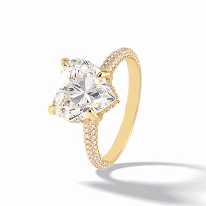 Heart Cut Hidden Halo & Pave Lab Grown Diamond Engagement Ring