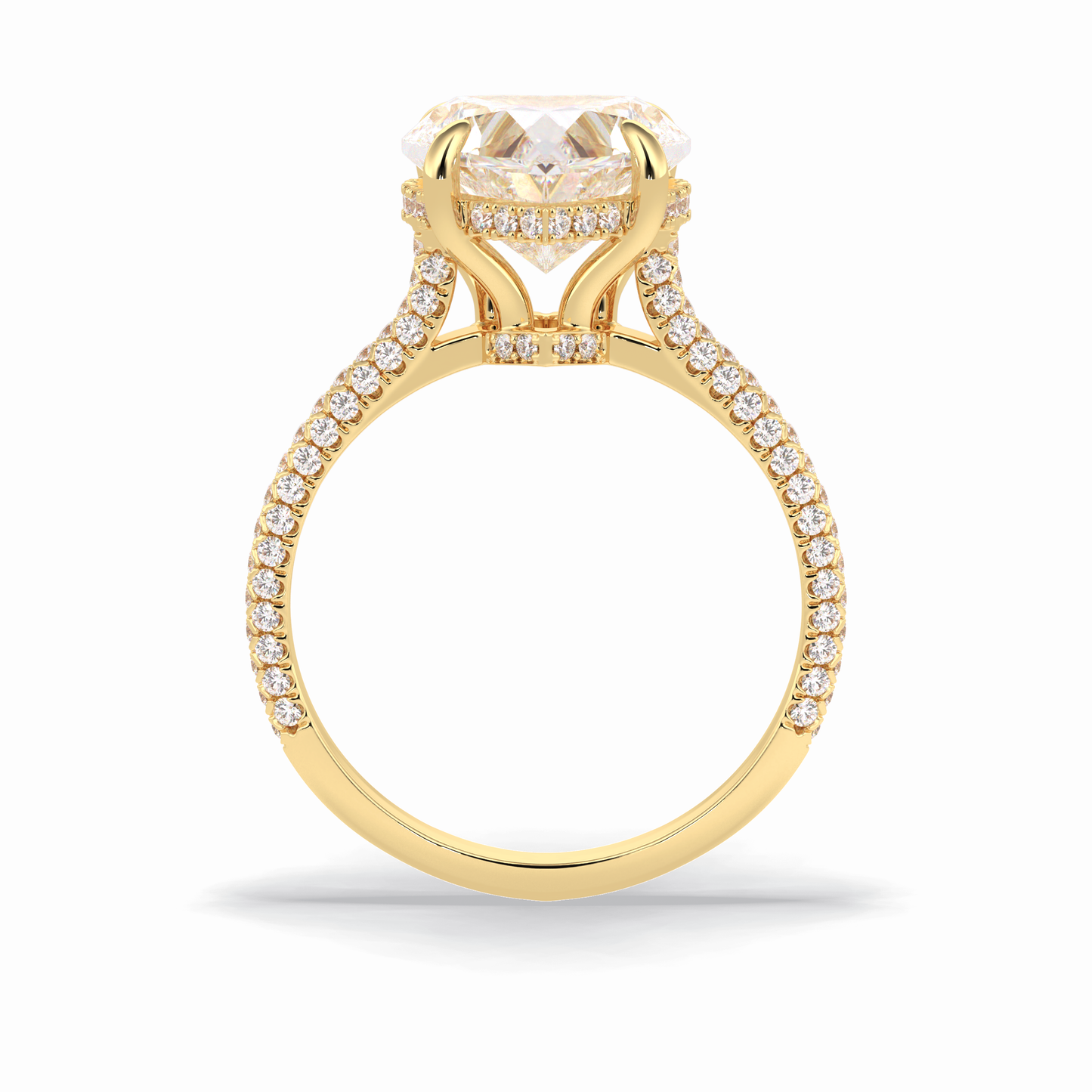 Heart Cut Hidden Halo & Pave Lab Grown Diamond Engagement Ring