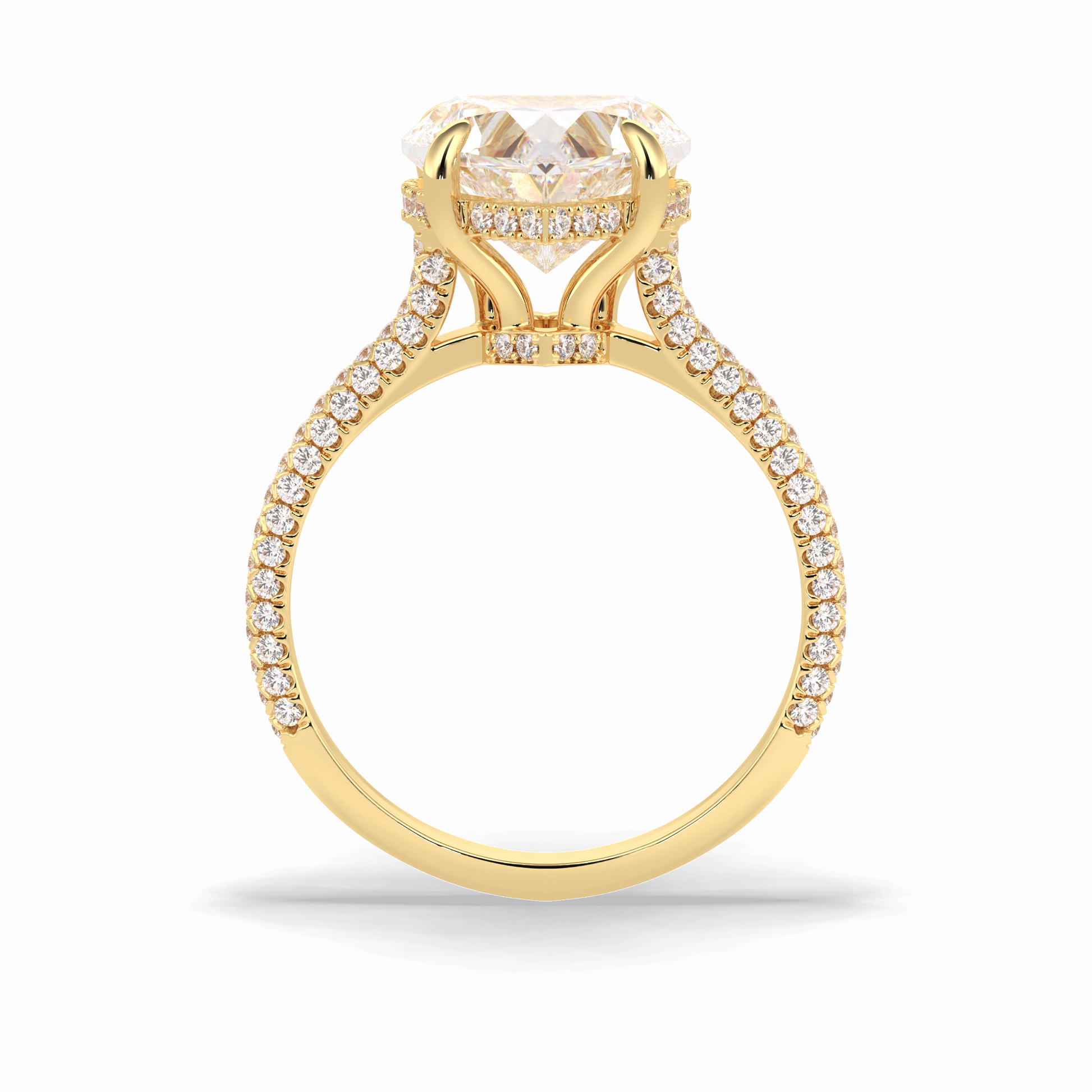 Heart Cut Hidden Halo & Pave Lab Grown Diamond Engagement Ring