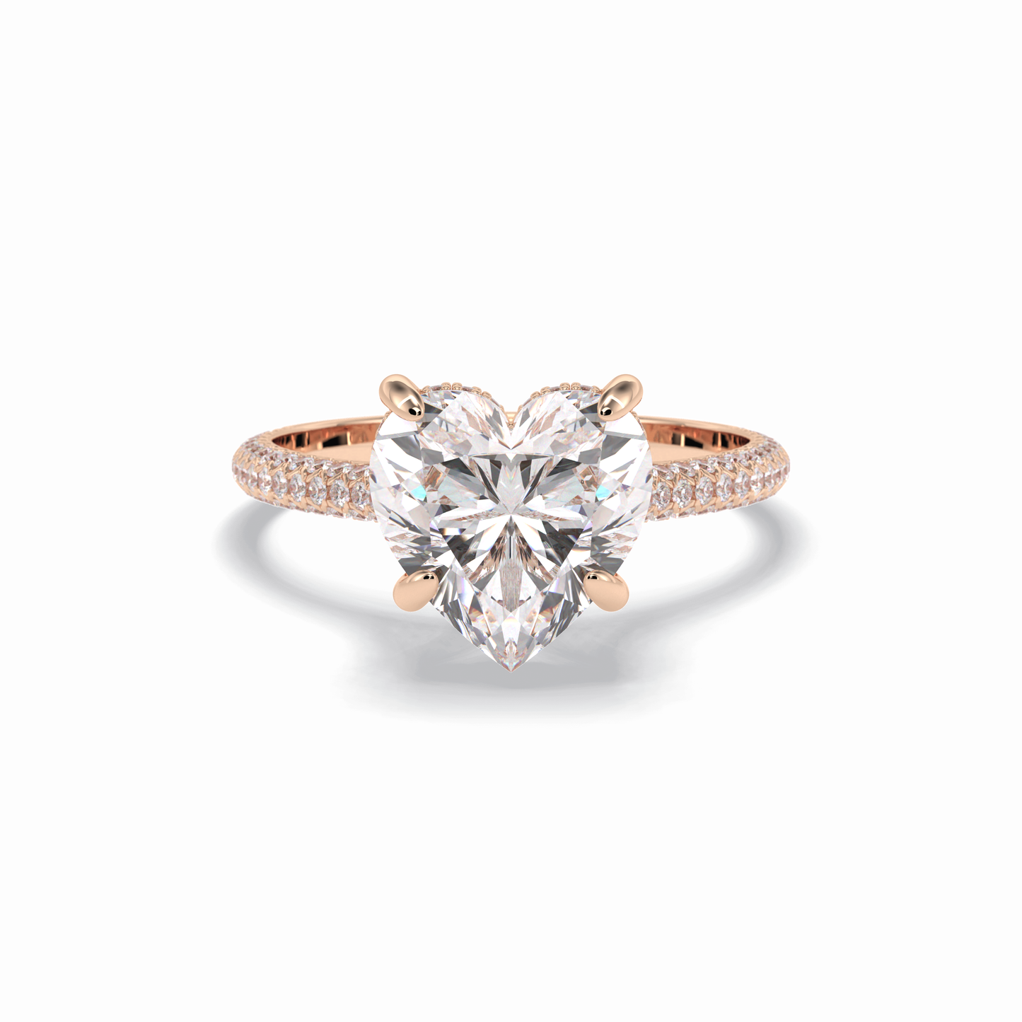 Heart Cut Hidden Halo & Pave Lab Grown Diamond Engagement Ring