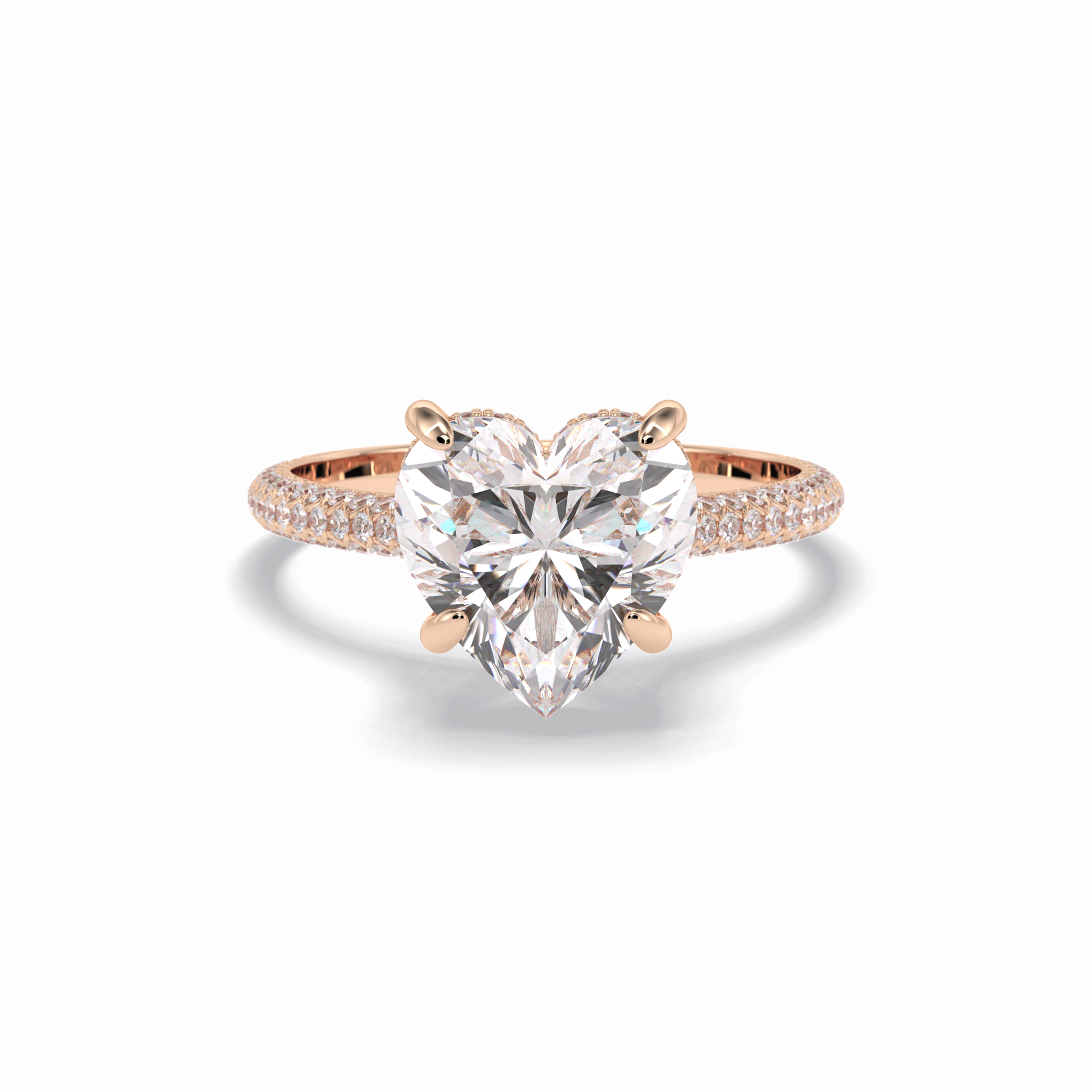 Heart Cut Hidden Halo & Pave Lab Grown Diamond Engagement Ring
