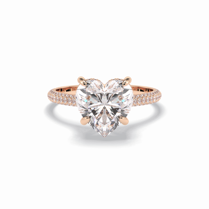 Heart Cut Hidden Halo & Pave Lab Grown Diamond Engagement Ring