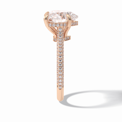 Heart Cut Hidden Halo & Pave Lab Grown Diamond Engagement Ring