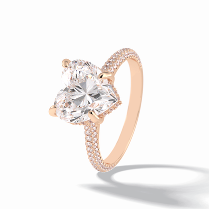 Heart Cut Hidden Halo & Pave Lab Grown Diamond Engagement Ring