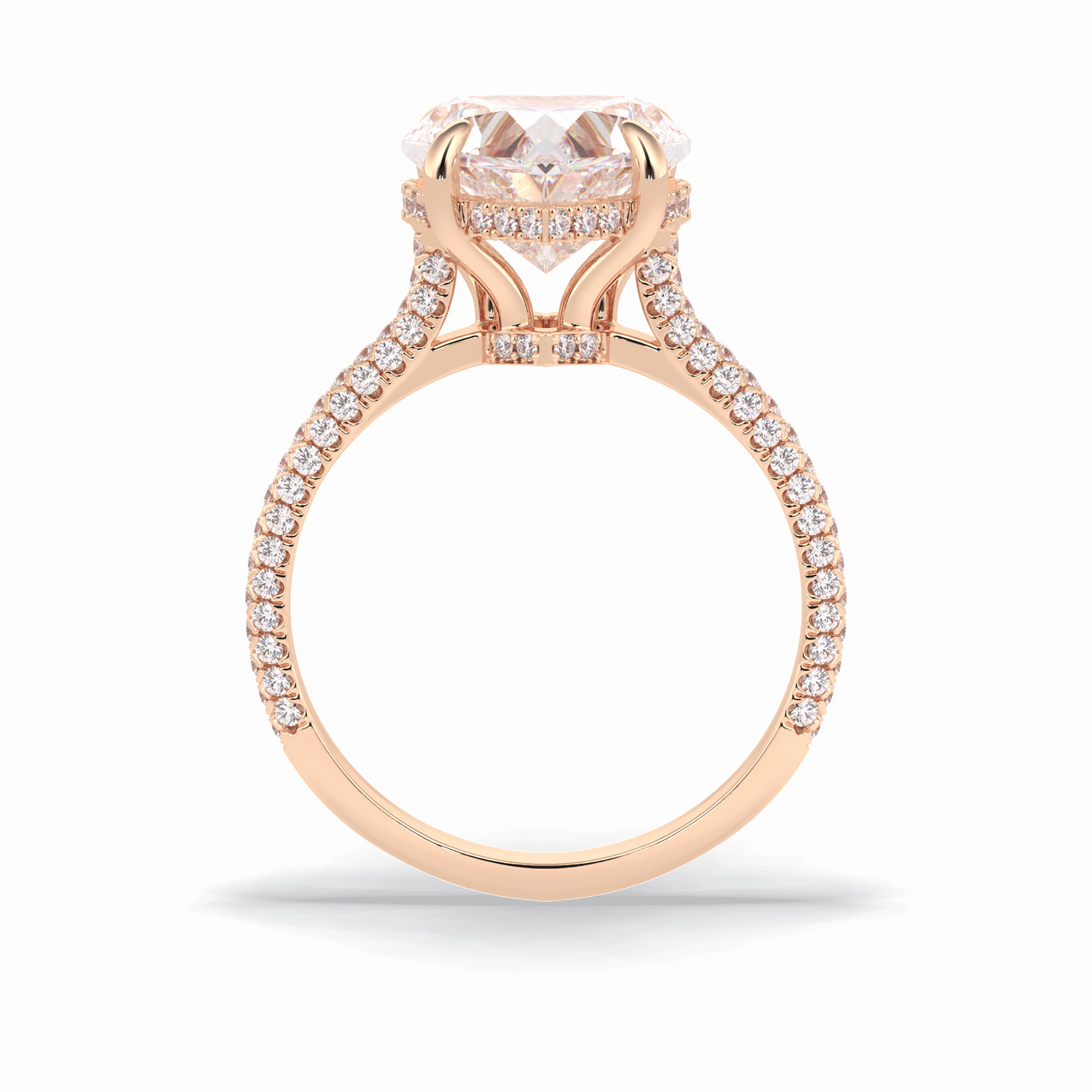 Heart Cut Hidden Halo & Pave Lab Grown Diamond Engagement Ring