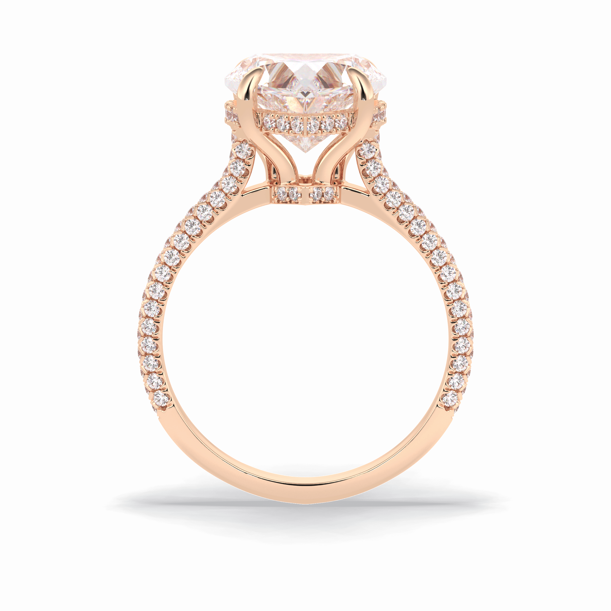 Heart Cut Hidden Halo & Pave Lab Grown Diamond Engagement Ring
