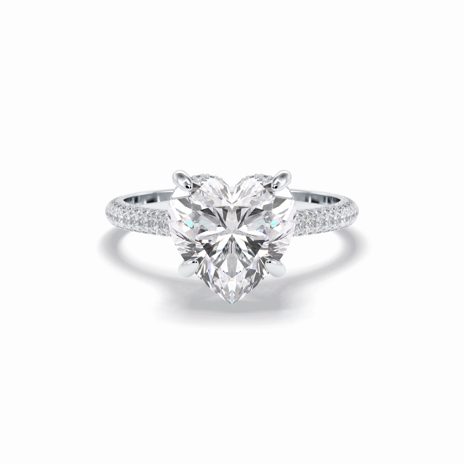 Heart Cut Hidden Halo & Pave Lab Grown Diamond Engagement Ring
