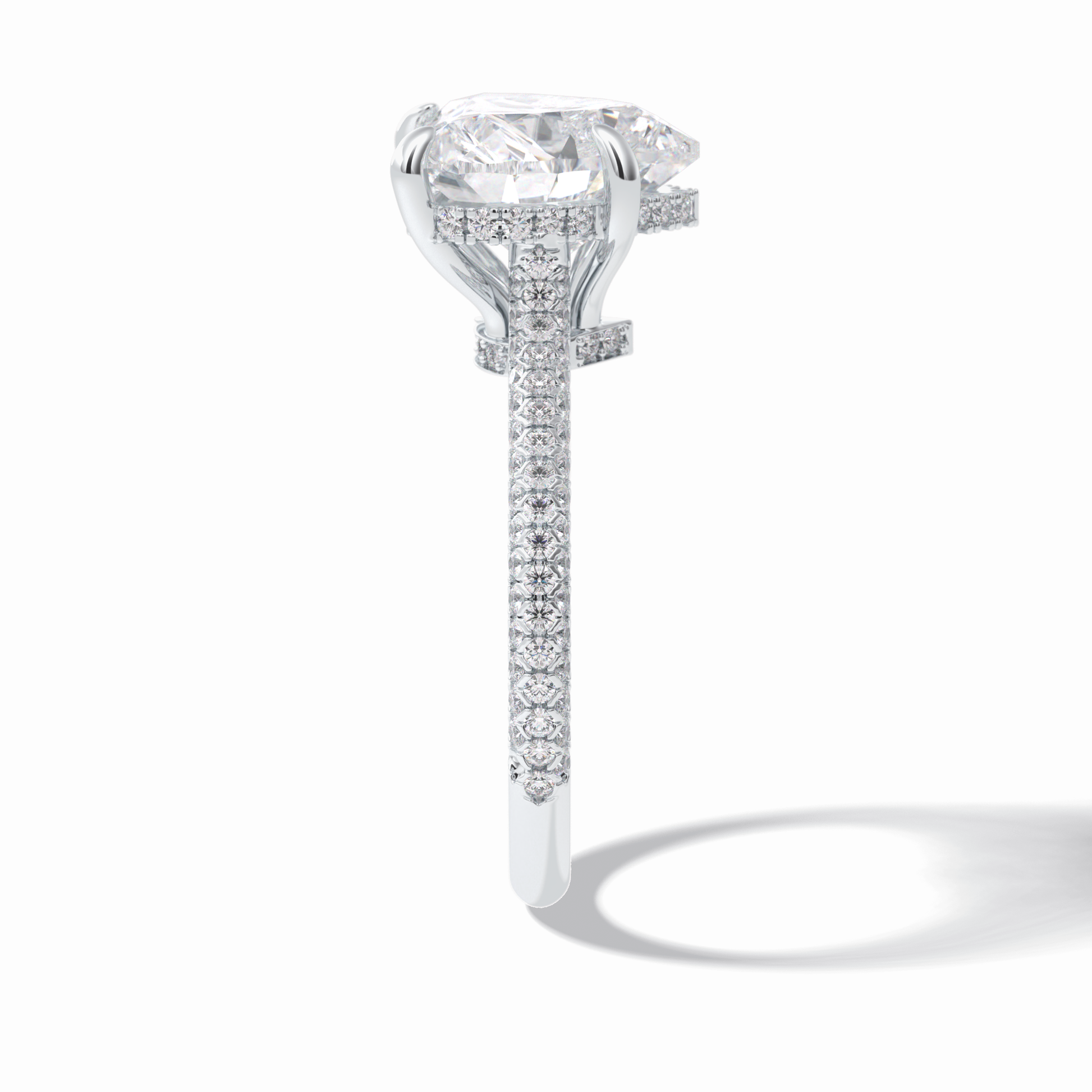 Heart Cut Hidden Halo & Pave Lab Grown Diamond Engagement Ring