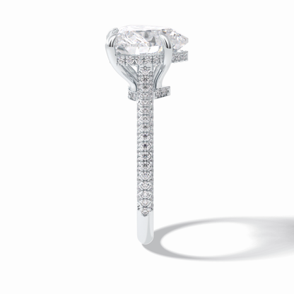 Heart Cut Hidden Halo & Pave Lab Grown Diamond Engagement Ring