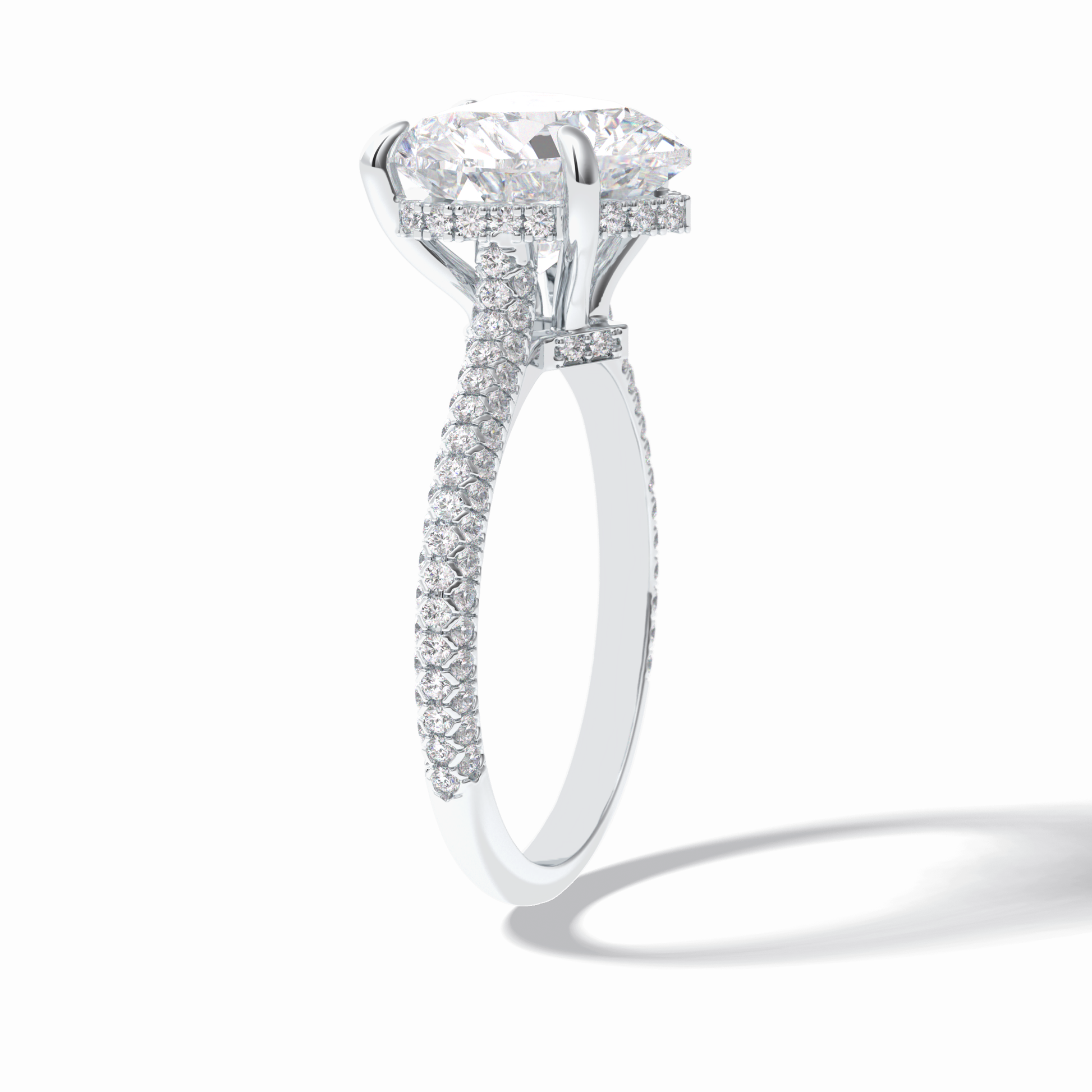 Heart Cut Hidden Halo & Pave Lab Grown Diamond Engagement Ring