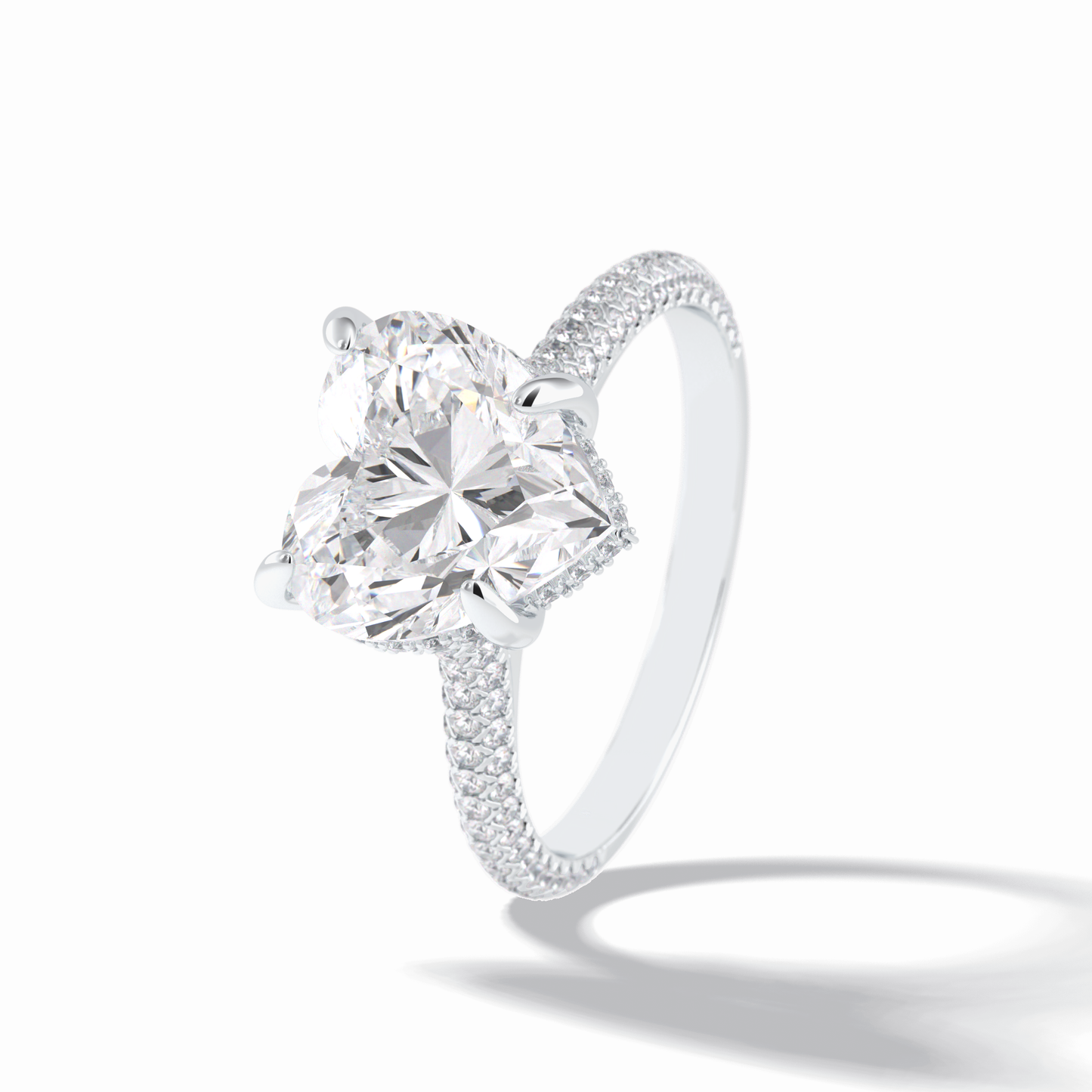 Heart Cut Hidden Halo & Pave Lab Grown Diamond Engagement Ring