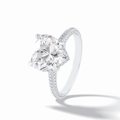 Heart Cut Hidden Halo & Pave Lab Grown Diamond Engagement Ring