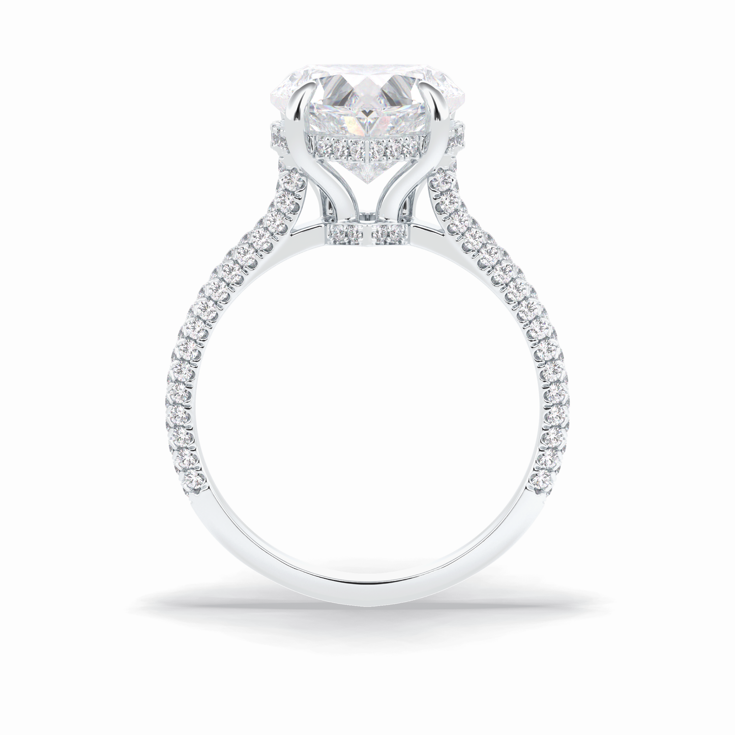 Heart Cut Hidden Halo & Pave Lab Grown Diamond Engagement Ring