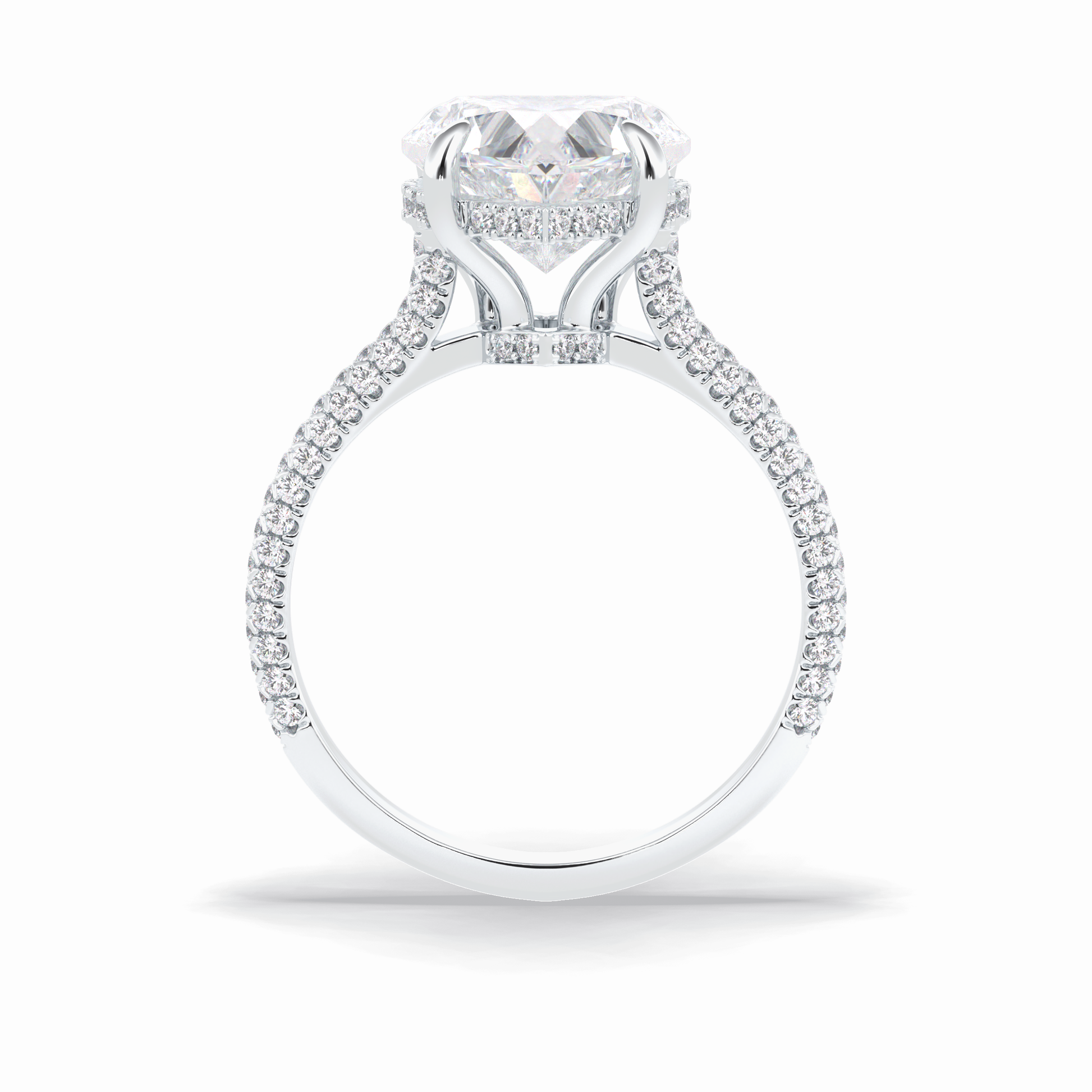 Heart Cut Hidden Halo & Pave Lab Grown Diamond Engagement Ring