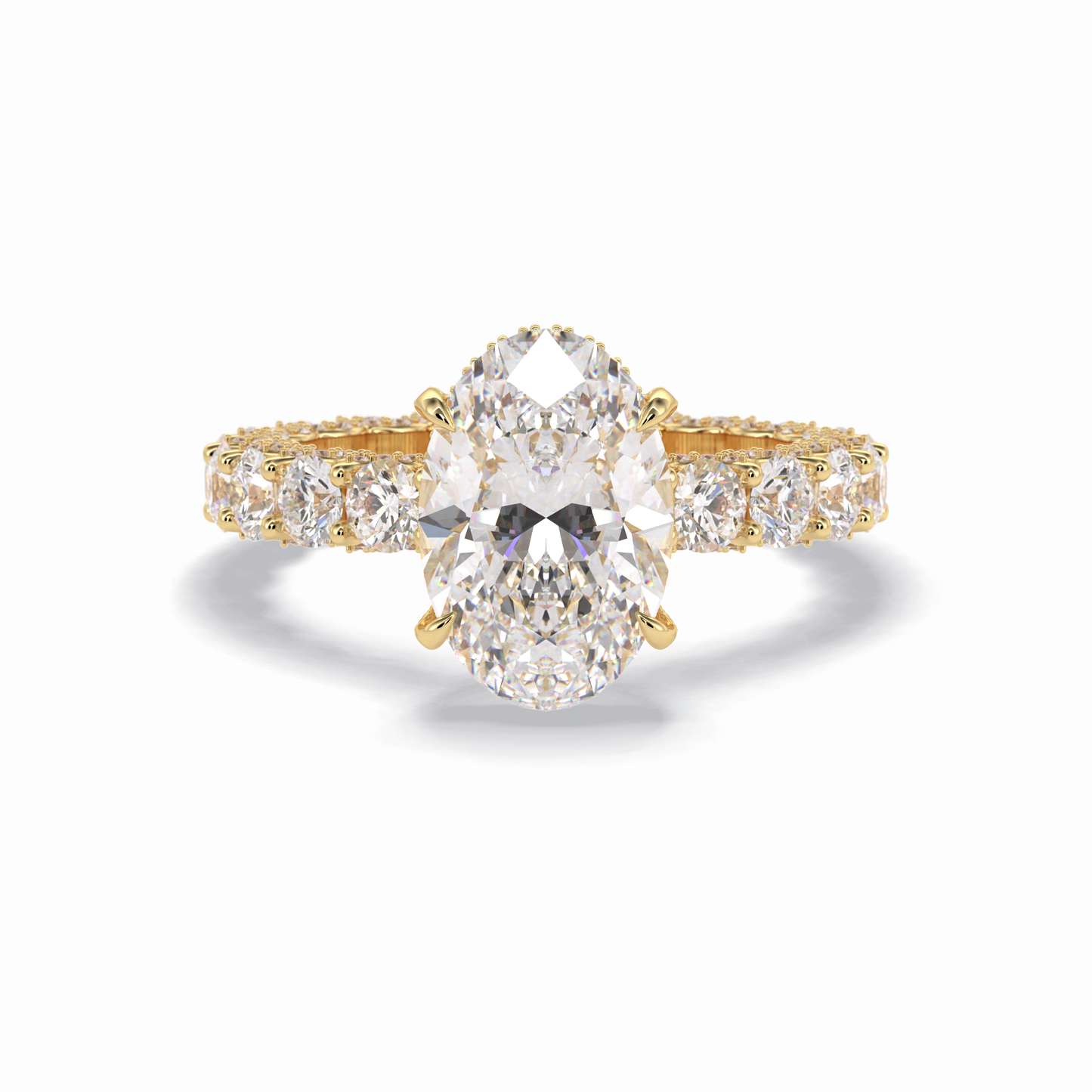 Oval Cut Hidden Halo & Pave Lab Grown Diamond Engagement Ring