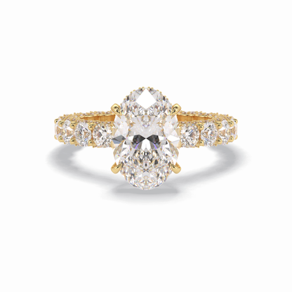 Oval Cut Hidden Halo & Pave Lab Grown Diamond Engagement Ring