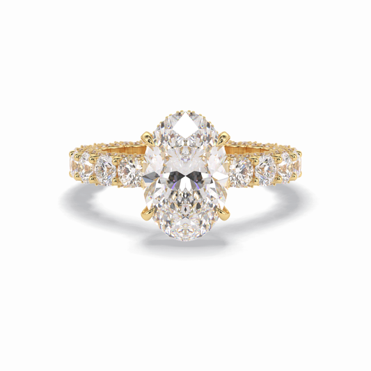 Oval Cut Hidden Halo & Pave Lab Grown Diamond Engagement Ring
