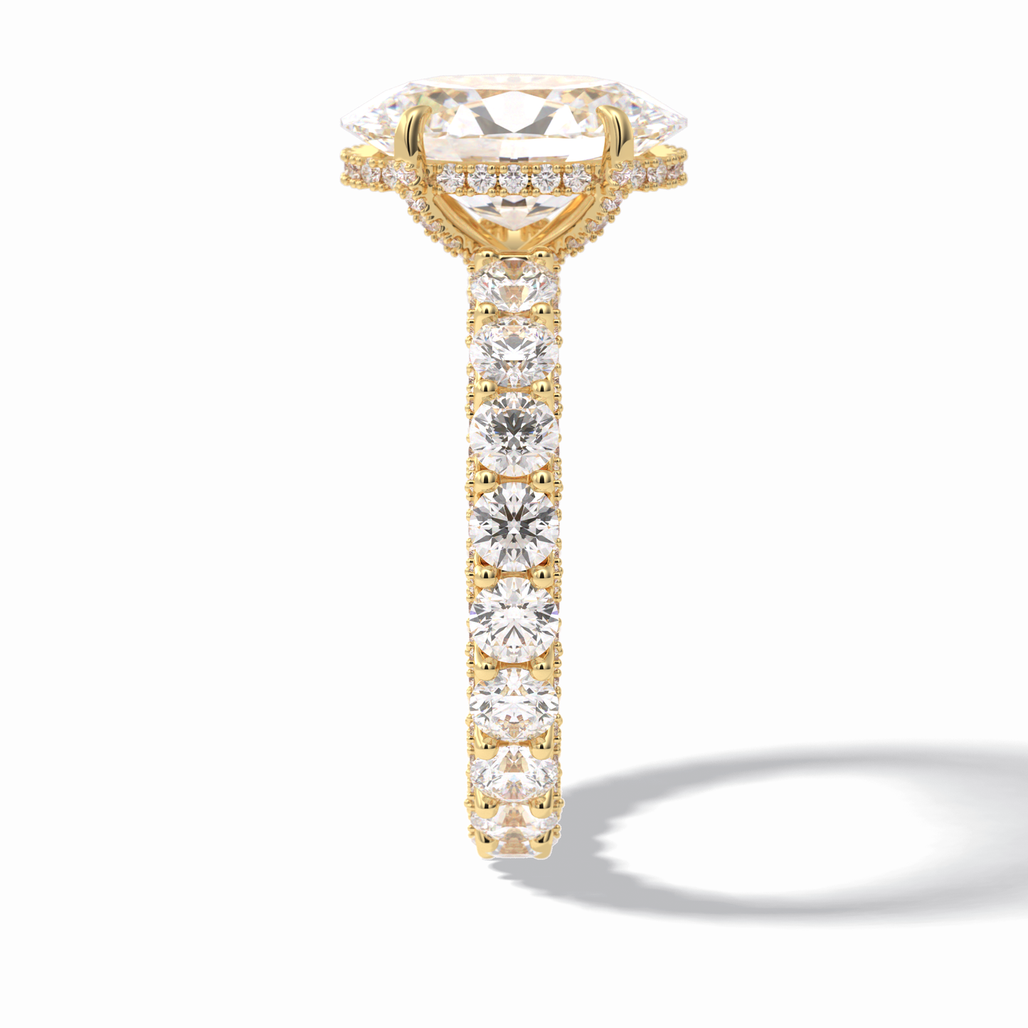 Oval Cut Hidden Halo & Pave Lab Grown Diamond Engagement Ring