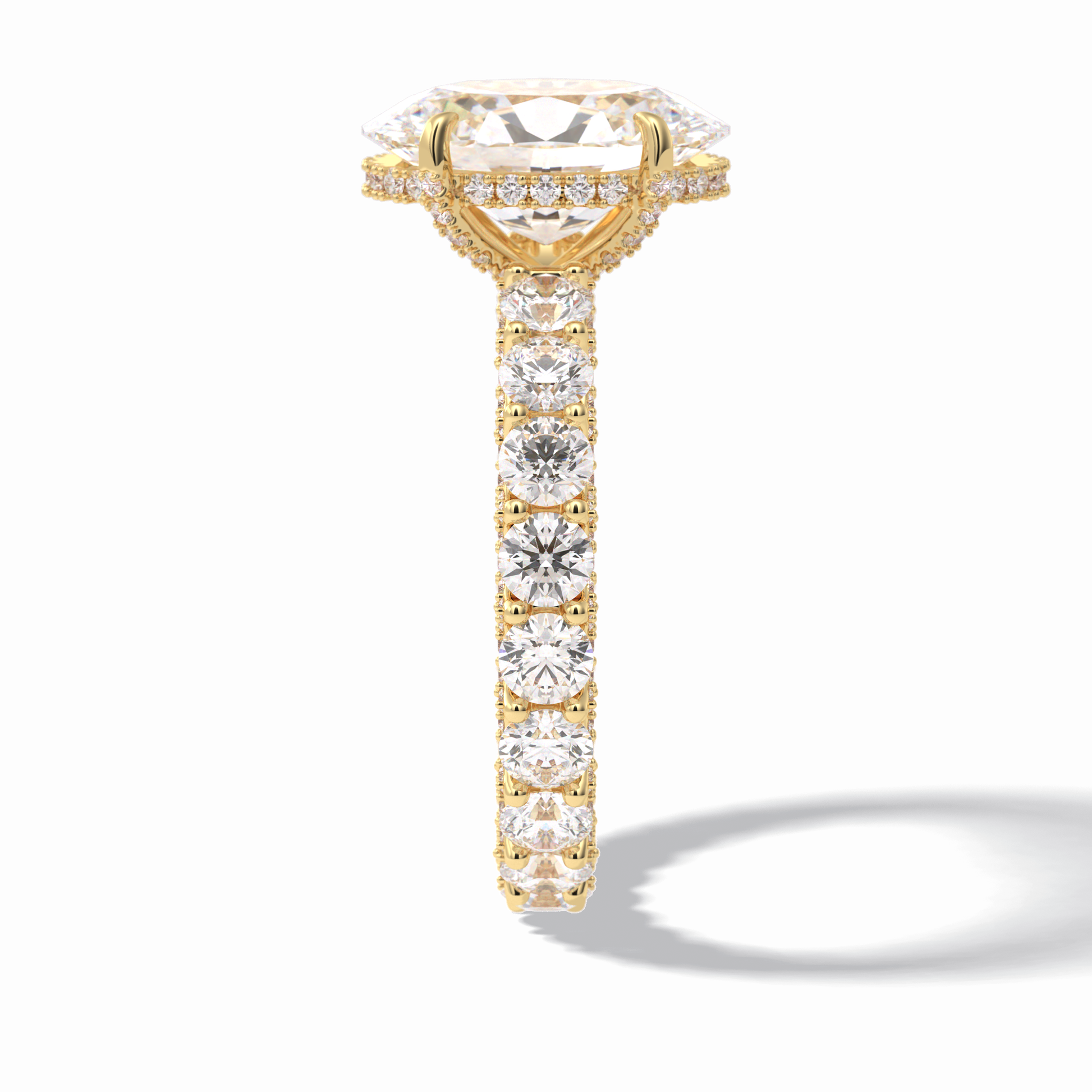 Oval Cut Hidden Halo & Pave Lab Grown Diamond Engagement Ring