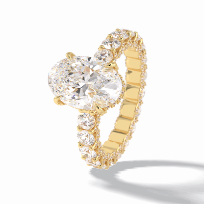 Oval Cut Hidden Halo & Pave Lab Grown Diamond Engagement Ring