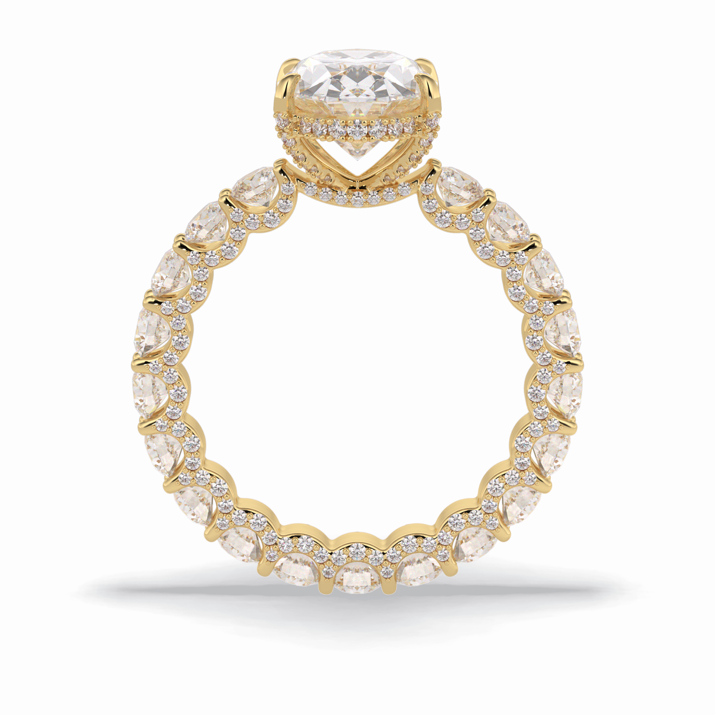 Oval Cut Hidden Halo & Pave Lab Grown Diamond Engagement Ring