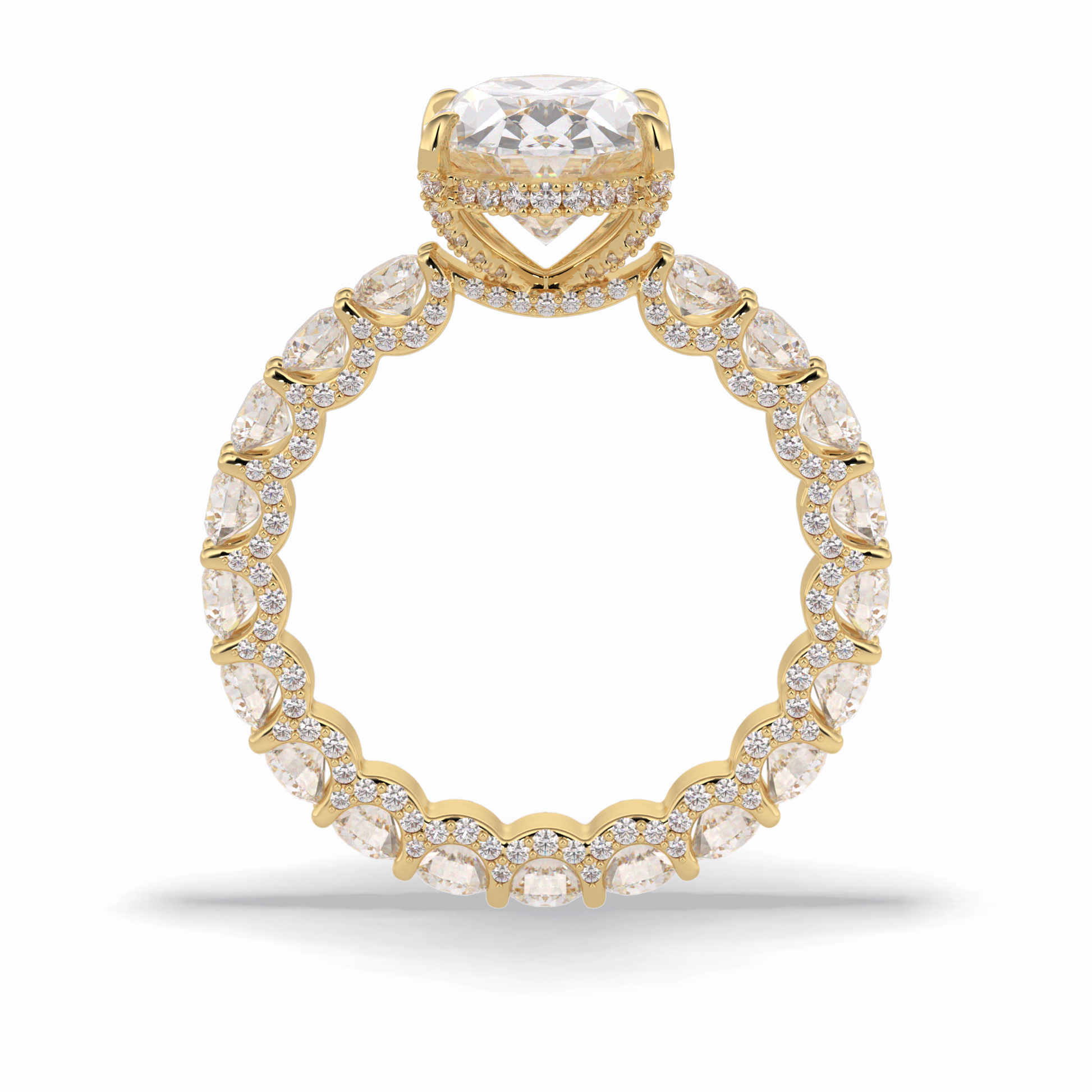 Oval Cut Hidden Halo & Pave Lab Grown Diamond Engagement Ring