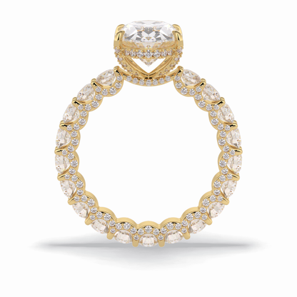 Oval Cut Hidden Halo & Pave Lab Grown Diamond Engagement Ring
