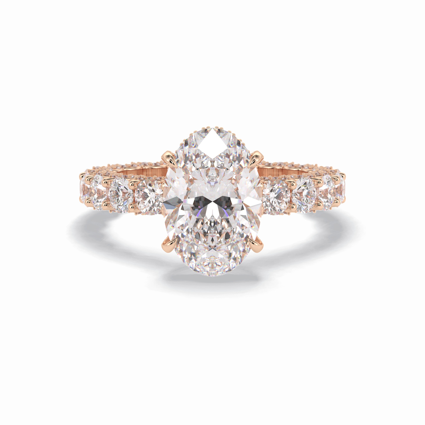 Oval Cut Hidden Halo & Pave Lab Grown Diamond Engagement Ring