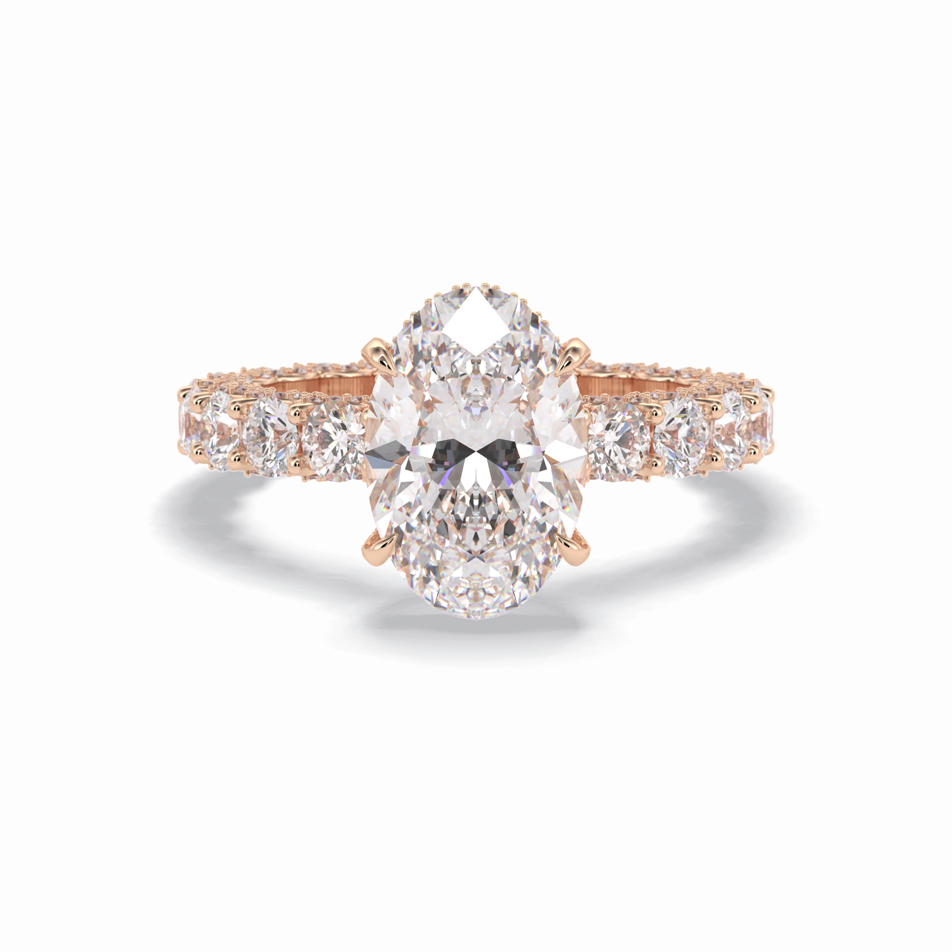 Oval Cut Hidden Halo & Pave Lab Grown Diamond Engagement Ring